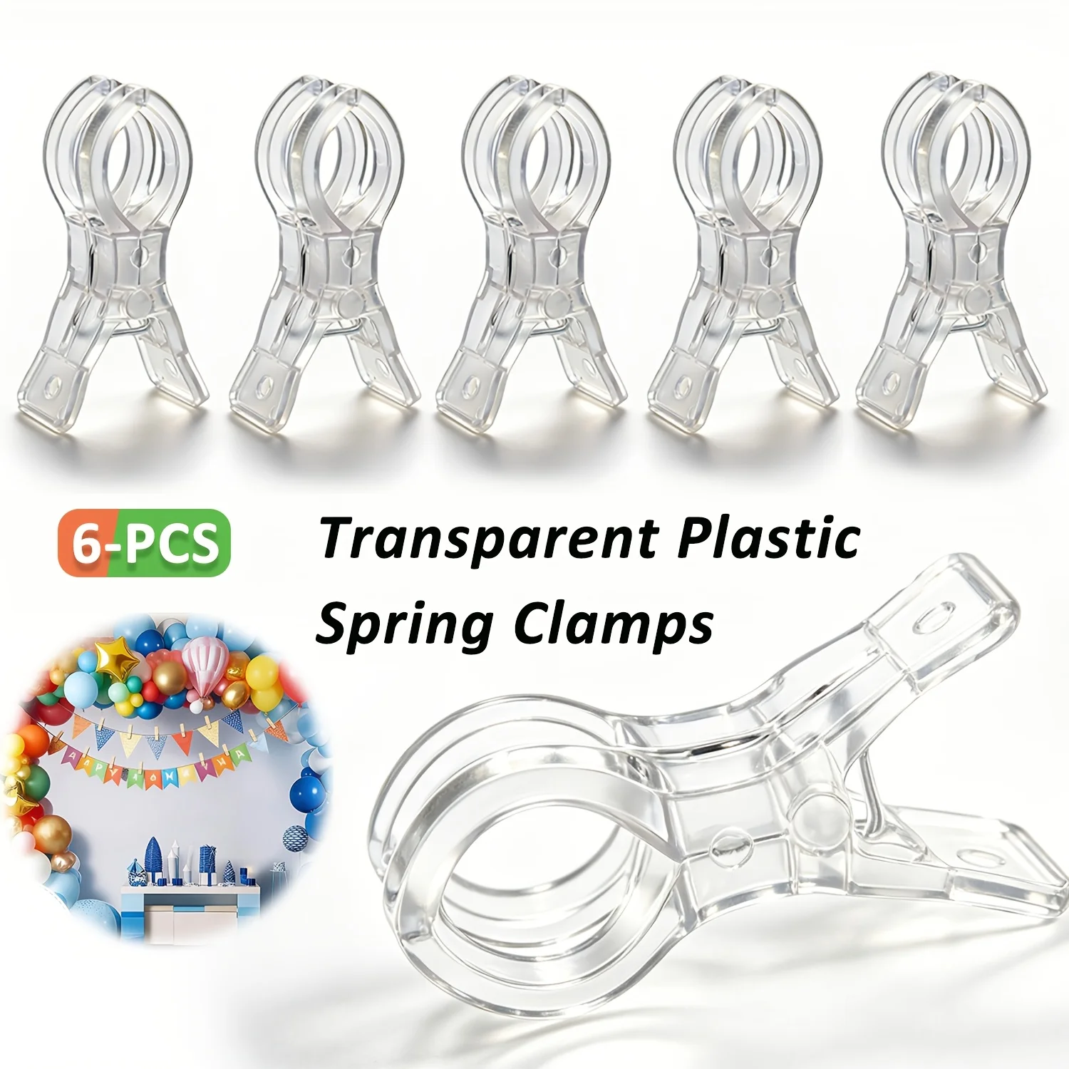 Transparent plastic balloon arch connector, 3.5-inch reusable heavy-duty spring clip, multifunctional balloon fixing clip