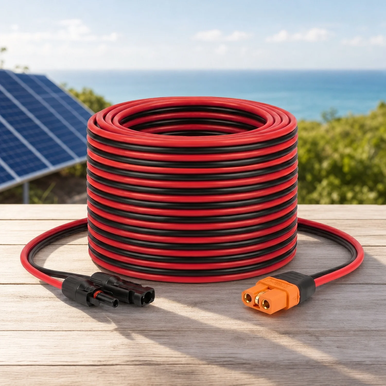 Solar to XT60i Cable 10AWG 25FT Solar Panel to XT60i Adapter Connector XT60i-F Extension Cable for Portable Power Station
