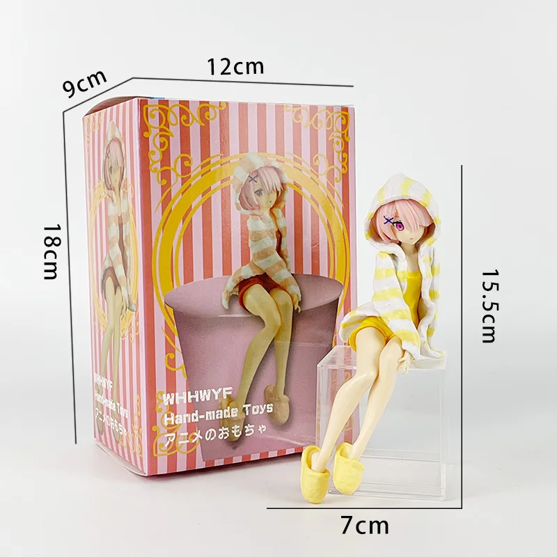 Nouveau 15 cm Anime Ram Rem q-version posture assise figurine PVC modèle Statue jouets poupée bureau décor cadeaux à collectionner en boîte