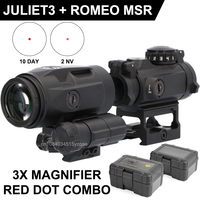 Tactical Romeo-MSR Red Dot Sight & Juliet3 3X Ultra-compact Magnifier Combo Kit Filp-To-Side Picatinny Mount Hunting Rifle Scope