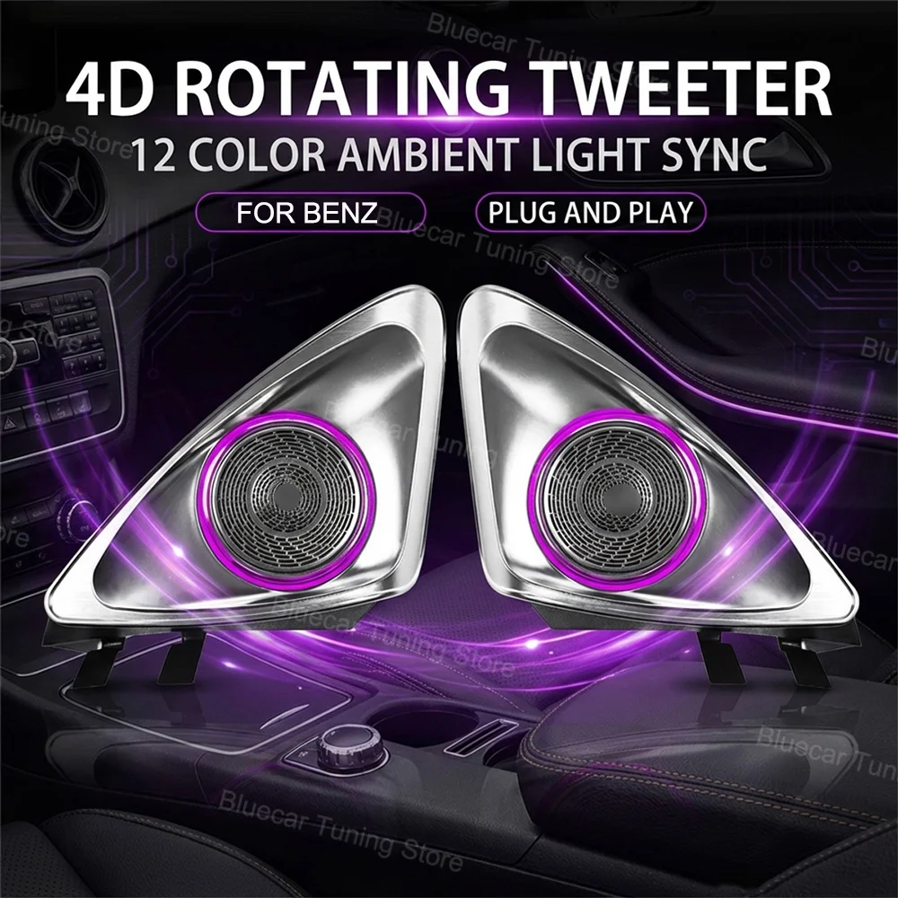 64 Colors 4D Rotating Tweeter Speaker For Mercedes Benz W213 W205 X253 W222 W223 W206 C/E/GLC/S-Class Car Ambient Light
