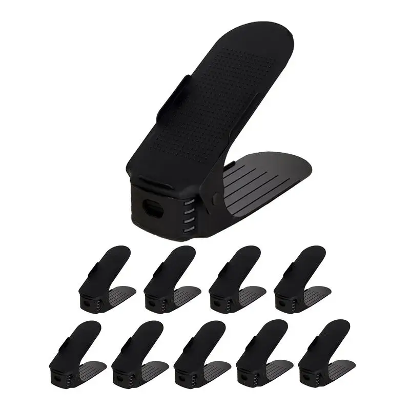 10 pcs sapato empilhador ajustável slots organizador slots sapato slots espaço saver duplo deck sapato rack titular para organização do armário