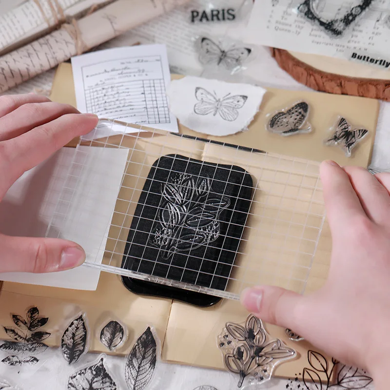 1pcs/ Vintage pet Stamp DIY Silicone transparent Stamps Set for Journaling Crafts Card Making Painting Teaching