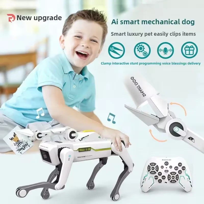 Teeggi 電動 RC インテリジェントロボット犬 クリップ付き 多機能 RC メカニカルドッグ 教育玩具 バイオニックスマートロボットおもちゃ ギフト