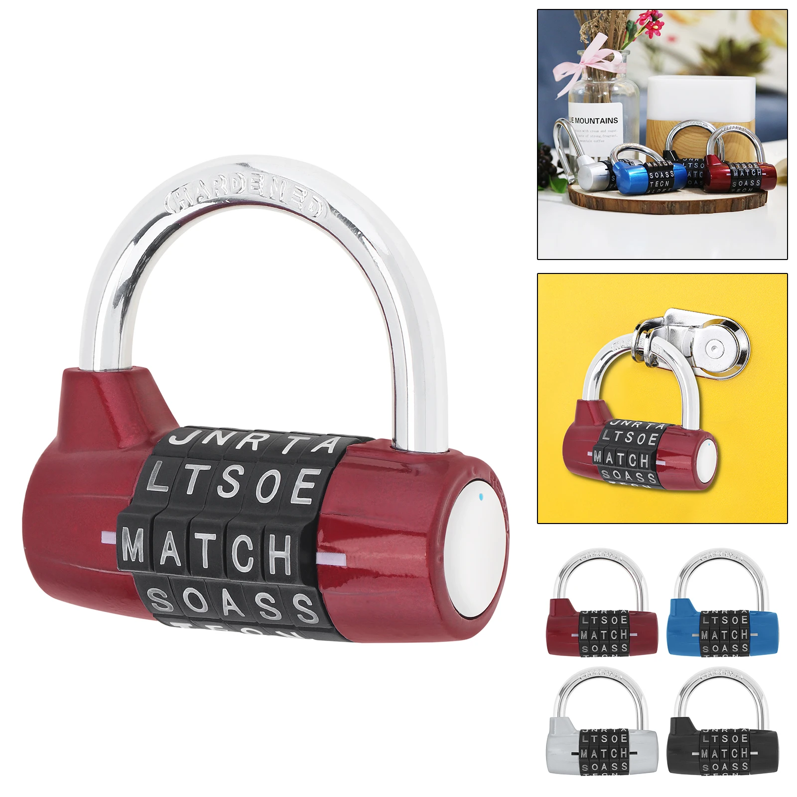 

1pc 5 Letter Combination Word Zinc Alloy Combination Lock for School Gym Fence Toolbox Safety Padlock