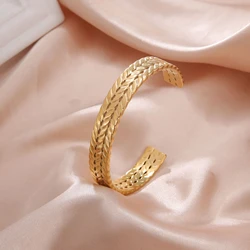 Skyrim Twist Weave Cuff bracciale donna uomo acciaio inossidabile regolabile aperto Color oro Bangle Punk Party Jewelry Gift for Lover