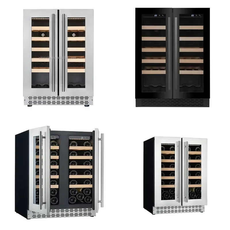 for VI46-2D Household Wine Beer Bar Vertical Refrigerator Door Wine Beverage Chiller Stainless Steel Electric Outdoor 60