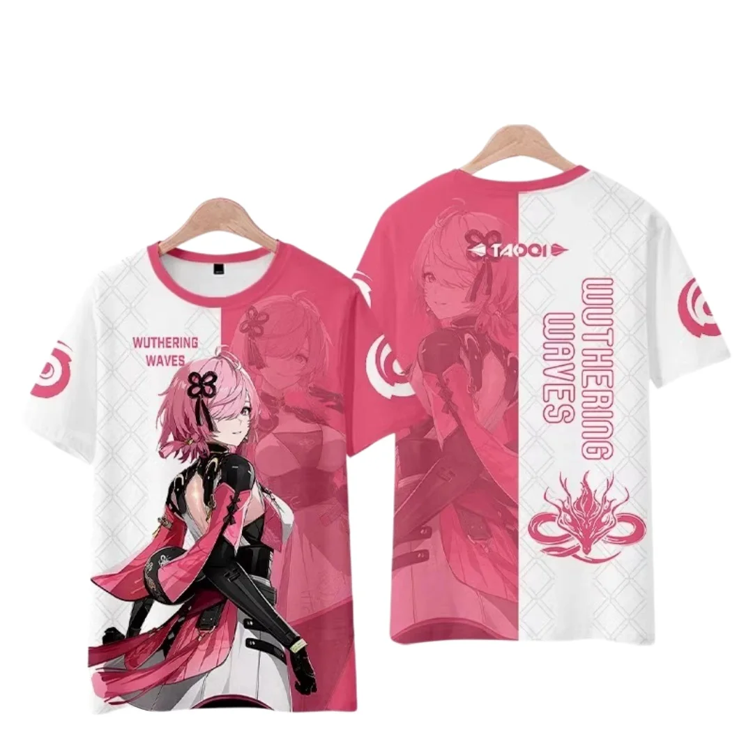 Genshin Impact Hu Tao 3D All Over Print T Shirt, Unisex Short Sleeve Game Character Graphic Tee Casual Streetwear Tops For Men