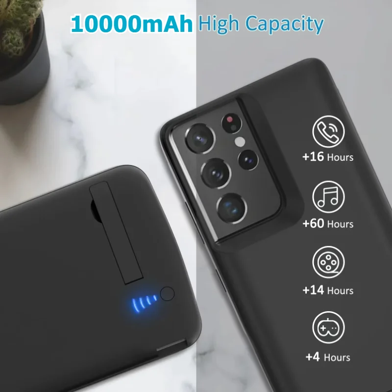 10000mAh Power Bank Case for Samsung Galaxy S10 S10E S20 S21 S22 Fast Charging Case for Note10 Plus Note20 Ultra Smart Phones