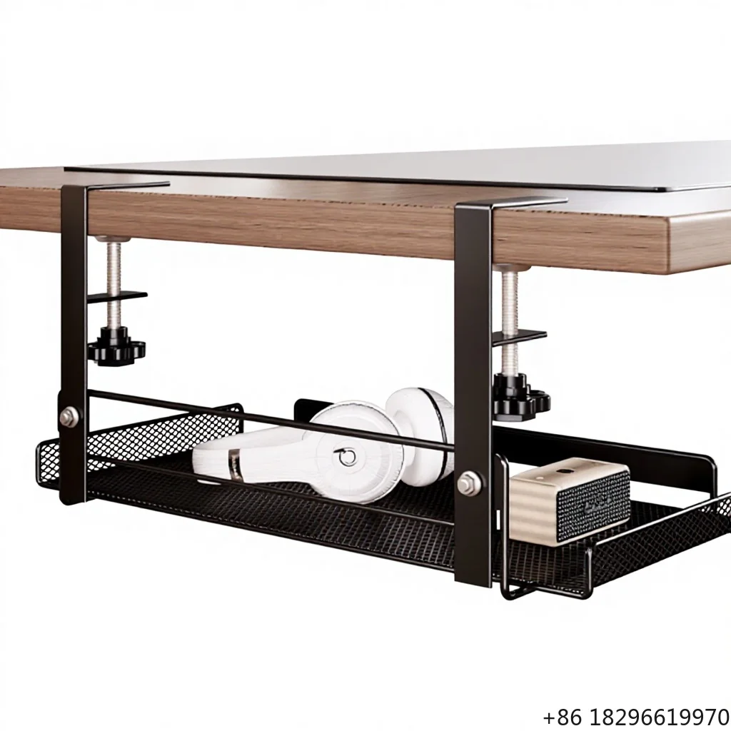 Under Desk Cable Management Tray No Drill Wire Organizer for Computer Desk Power Strip Network Cable Storage