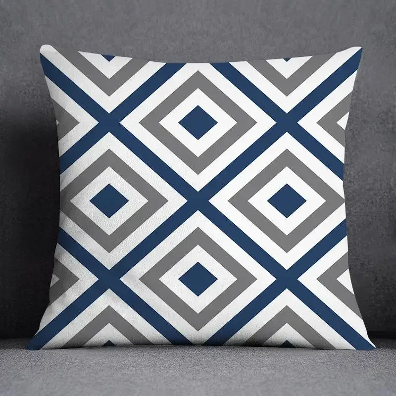 45x45CM Cushion Cover Geometric Pattern Polyester Blue Grey Pillowcase Upholstery Sofa Cushion Throw Pillow Home Decor Pillowcas