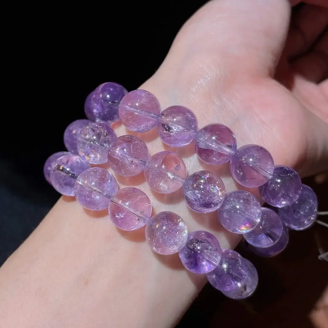 Pulsera de Amatista Natural, Cadena de Mano de Amatista Púrpura, Cristal de Jade Púrpura, Amatista Lavanda Helada