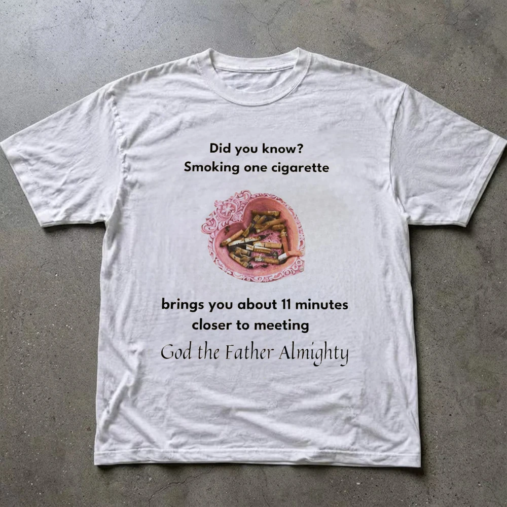 Y2K Decadent Style Smoking Death Pattern T-Shirt Men Women 90s Cotton T-shirt Aesthetic Streetwear Harajuku Y2K Casual Tops