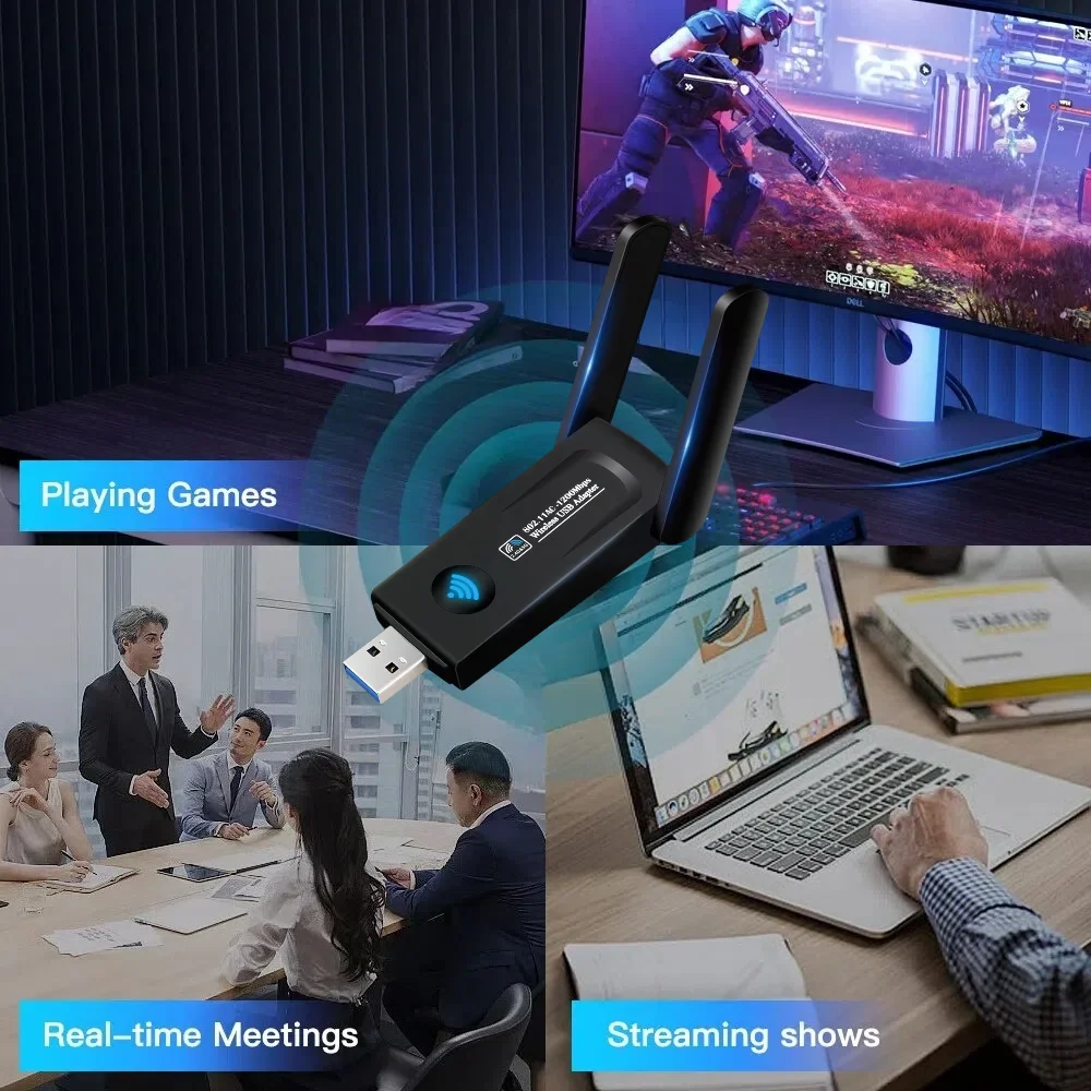 1200Mbps Dual Band USB wifi Adapter 2.4GHz 5GHz WiFi with 2 Antenna PC Mini Computer 600Mbps Network Card Receiver