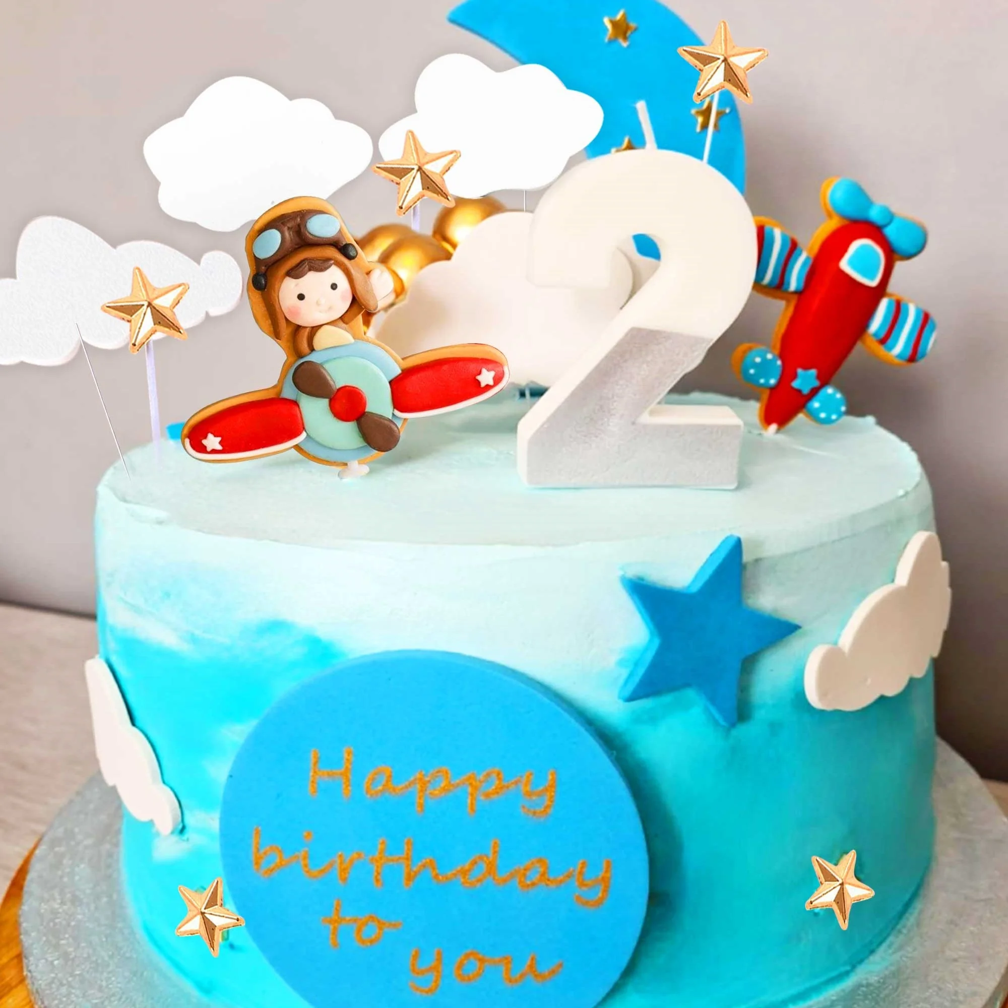 LaVenty Airplane Cake Topper Airplane Cake Decorations Plane Cake Topper for Time Flies 1st Birthday Decorations