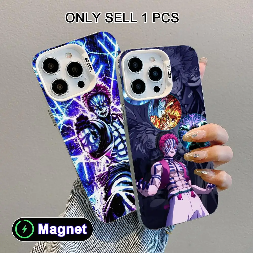 

Blade Extinction Akaza Phone Case for iPhone 17 16 15 14 13 12 11 X XR XS Air Pro Max Plus Colorful Silver Magnet Cover