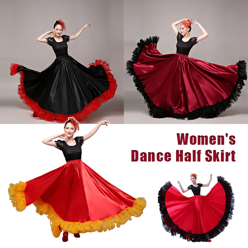 360/540/720 Degree Women Opening Dance Skirt Gypsy Spanish Flamenco Skirt Lady Big Swing Dance Skirts Stage Performance Costume