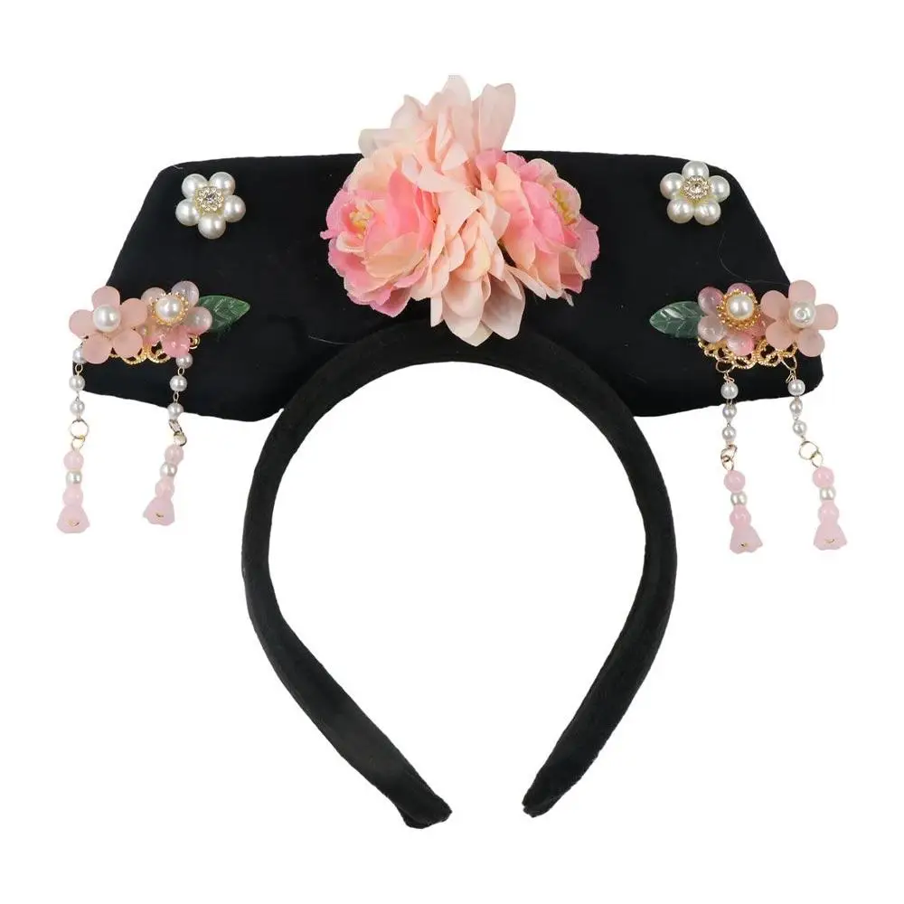 Flower Chinese Style Headwear Pearl Tassel Ancient Style Headband Royal Court Headwear Antique Headband Hanfu Hair Clip Women