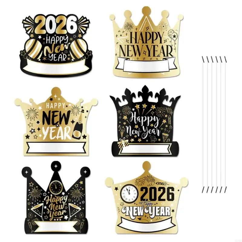 2025 NUEVO 6 PCS GOLD PARTO NEGRO HABER COFÍBLE AÑO NUEVO 2026 ACCESORIOS