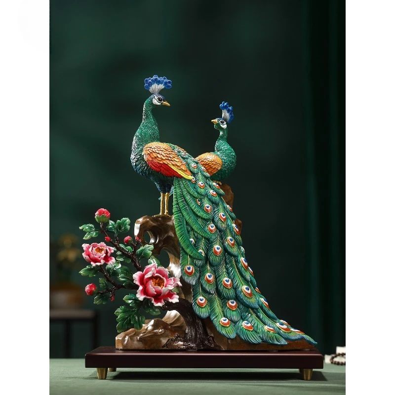 Color copper rich auspicious peacock ornament home living room entrance