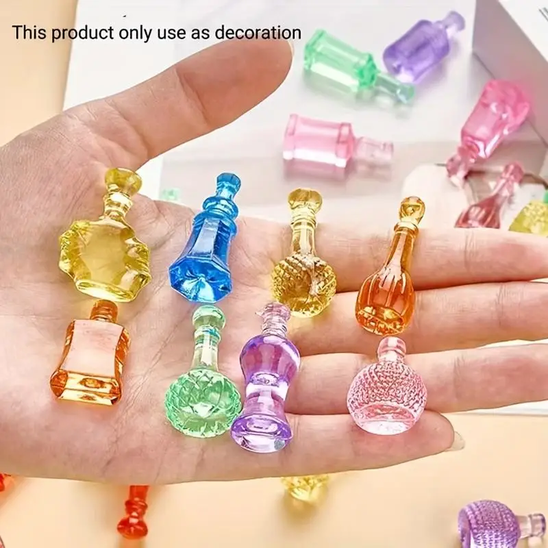 50 Stück Acryl Kreative Schmuckimitation Kleine Flaschen DIY Dekorationszubehör Mini-Ornamente für Mikrolandschaften Gemischt – Detail 1