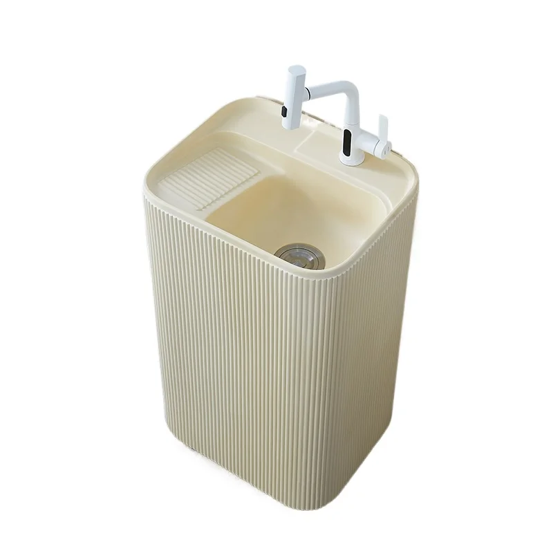 

Кремовый умывальник с ветровой колонной, встроенный напольный тип, уличный двор, персонализированный умывальник