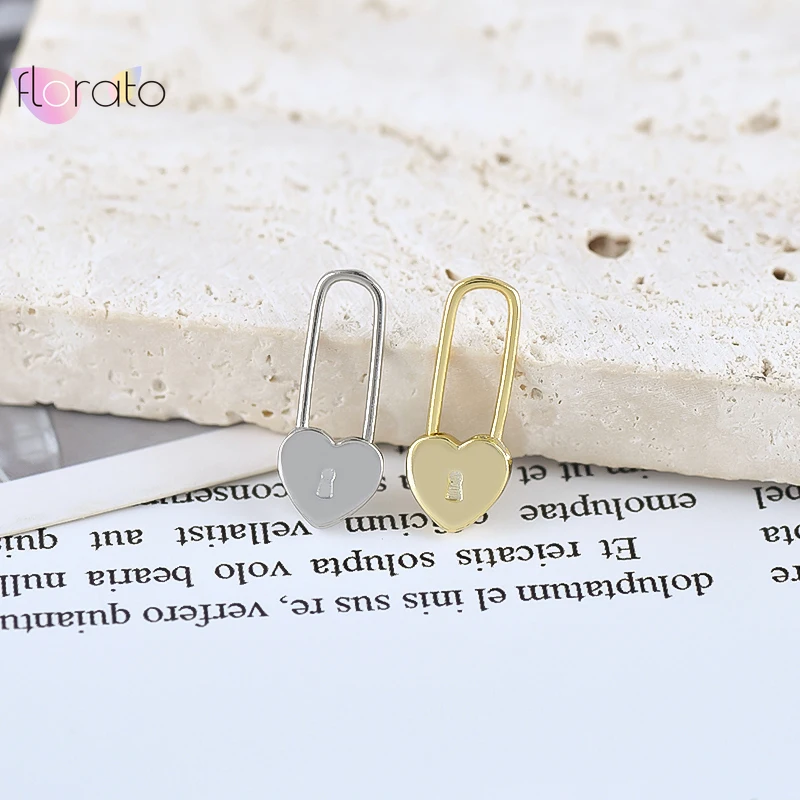 925 Sterling Silver Needle Heart Shaped Paperclip Hoop Earrings for Women Simple Metal Piercing Earrings 2024 Fashion Jewelry
