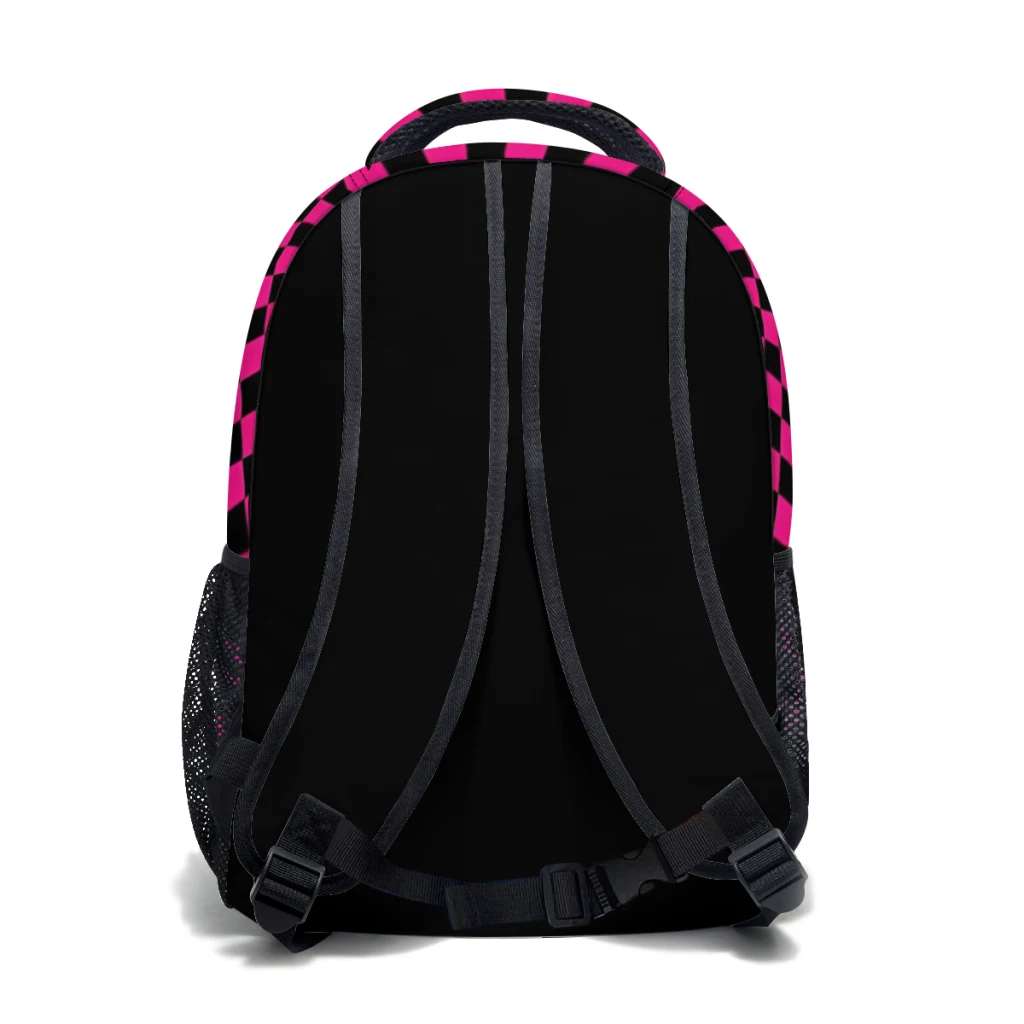 Punky rosa emo impresso mochila casual leve, mochila infantil de 17"