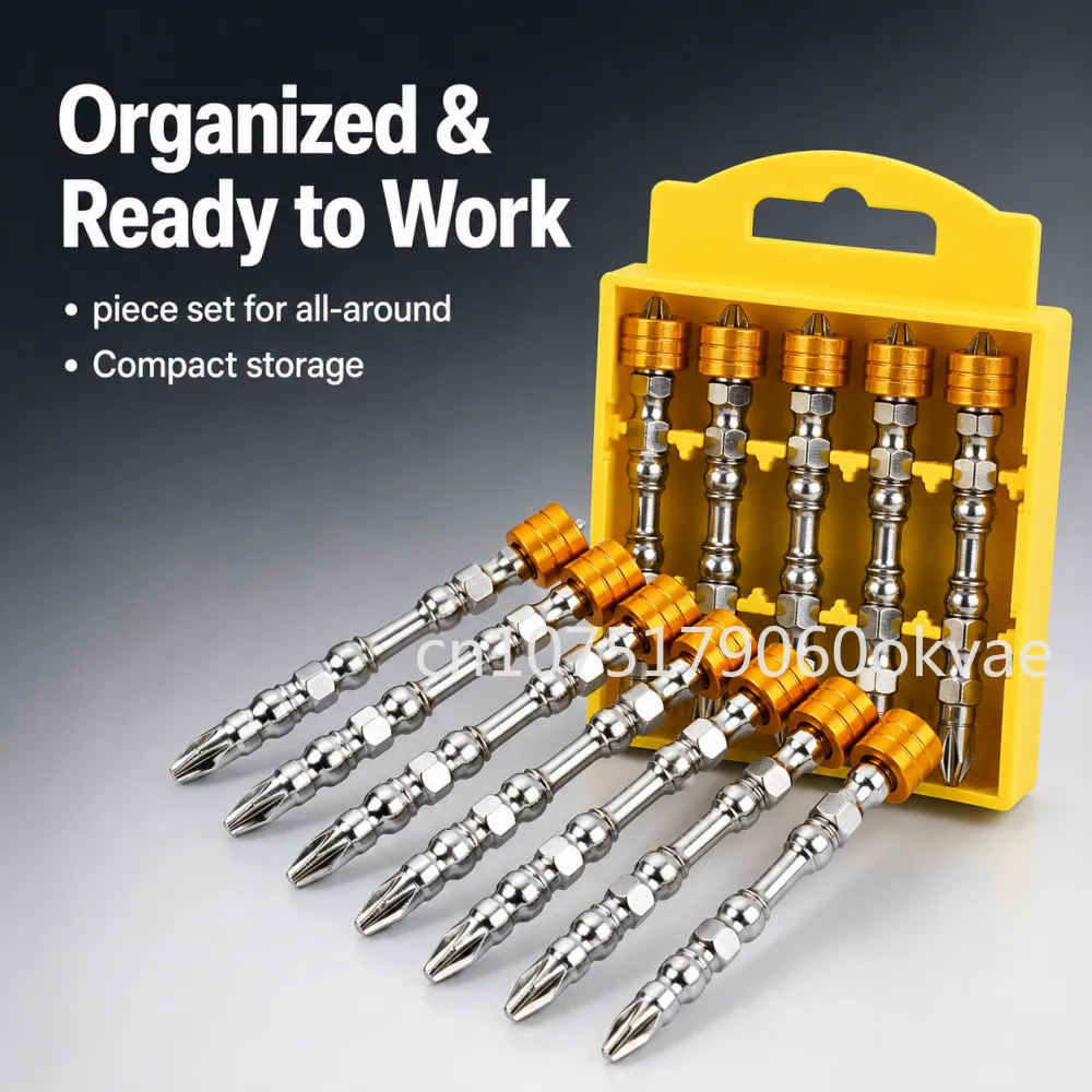 PH2 Magnetic Screwdriver Bits Set Non-Slip Cross Head Drill Bit with Anti-Slip Collar S2 Steel Impact Driver Bit Extension Tool