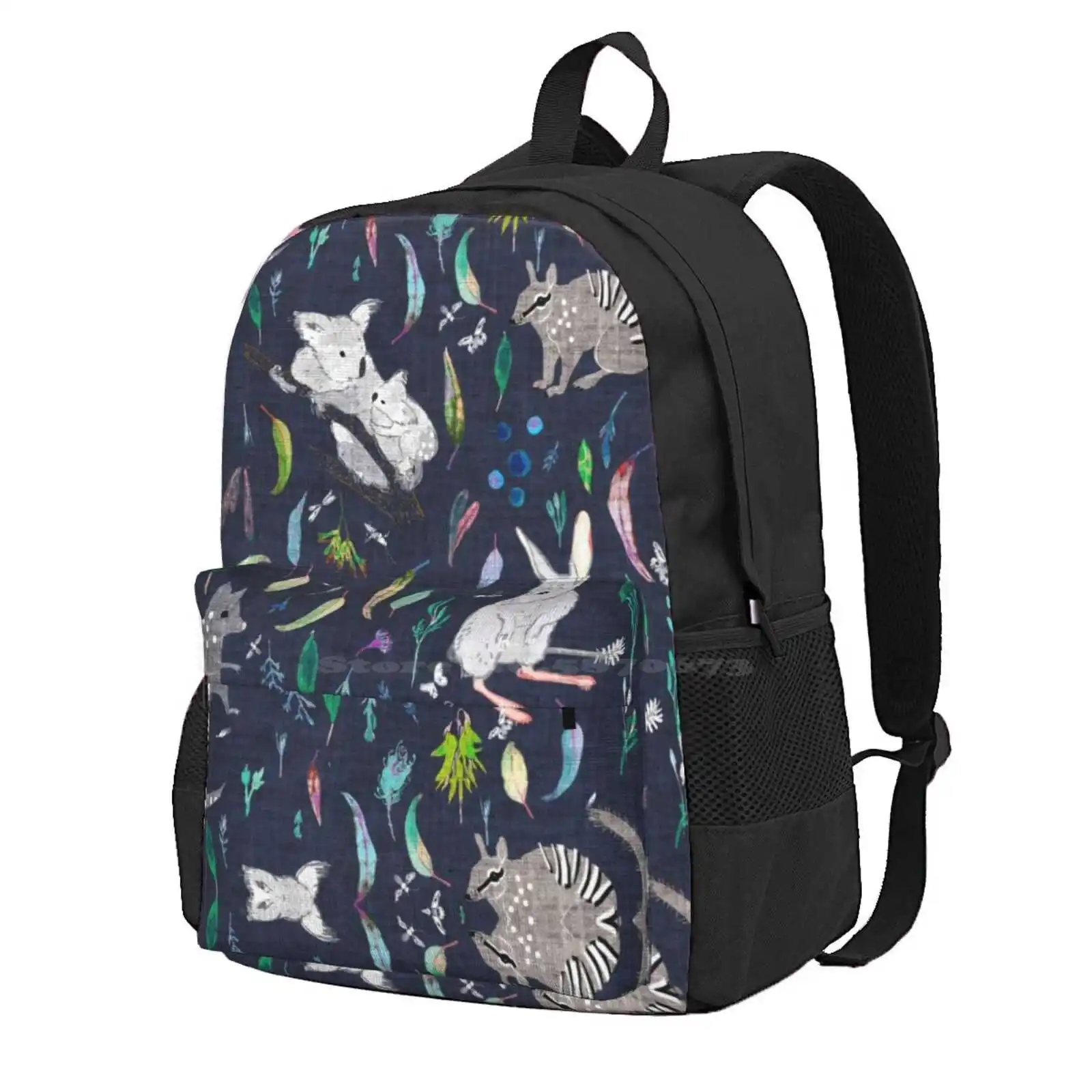 Australiana Marsupials Hot Sale Schoolbag Backpack Fashion Bags Koala Bilby Quoll Australiana Gum Leaves Gum Nuts Nature