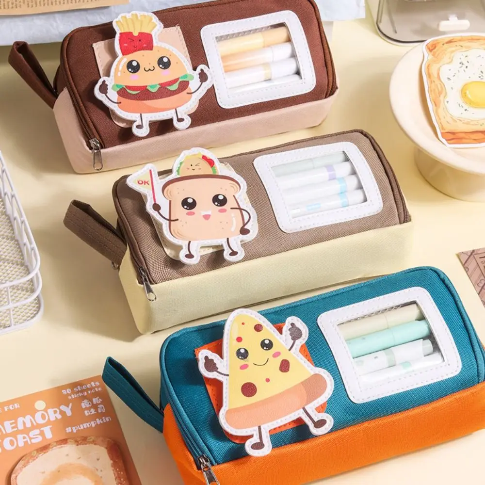 Dirty-proof Dopamine Pencil Bag Lightweight Cartoon Stationery Storage Bag Large Capacity Polyester Pen Organizer Pouch Gift