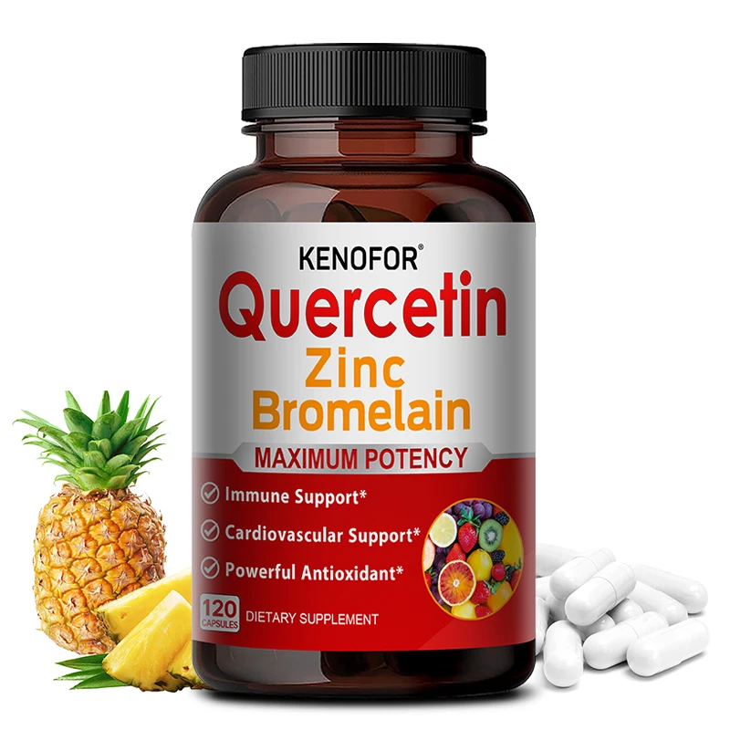 Zinc Quercetin with Bromelain, Antioxidant, Support Immune, Cardiovascular, Improve Digestion, Promotes Overall Health