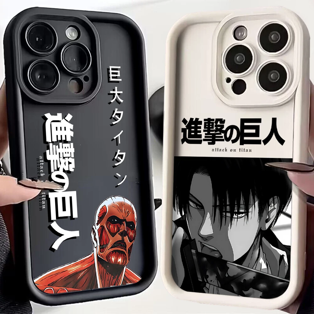 Custodia per telefono Comics Attack On Titan per IPhone 16 15 14 13 12 11 Pro Max Mini XR XS X 7 8 Plus Cover posteriore morbida in TPU con