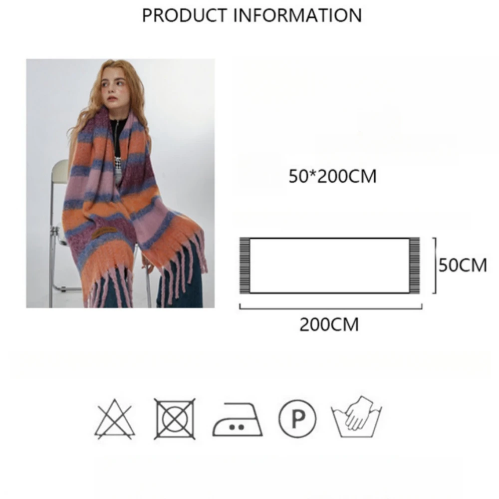 2024 Luxury Designer Tassel Scarf Winter Thick Striped Pashmina Poncho Women's Casual Cashmere Neckerchief Outdoor Warm Blanket