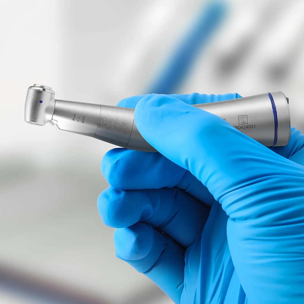 AZDENT Dental LED Niedrigdrehzahl-Winkelstück 1:1/20:1 mit Glasfaser und abnehmbarem Kopf, Zahnmedizinisches Instrument 202C – Detail 4