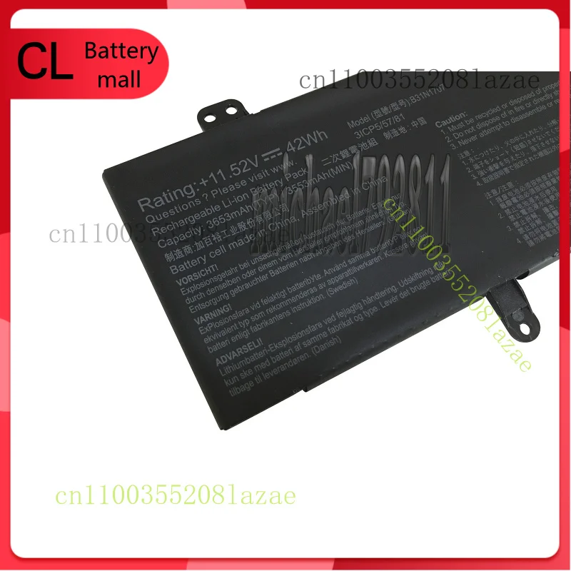 

New 42Wh Genuine B31N1707 Battery for Asus S4200U S4000V S4200UQ X411U Series
