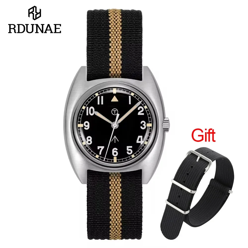 RDUNAE RA02 G10 Retro Military Watch 316L Stainless Steel K1 Mineral Glass Luminous Personality Sports Quartz Men Pilot Watch