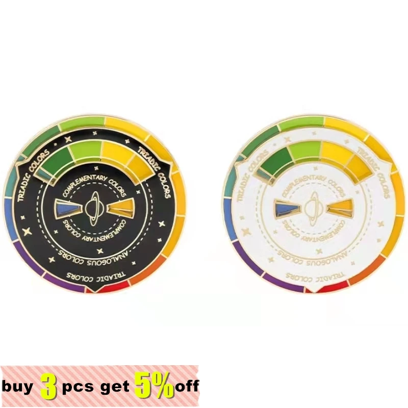 Round Color Metal Compass Enamel Pin Fashion Brooch Art Multicolour Badge Lapel Clothes Hat Jewelry Kid Gift Lapel Pin Wholesale