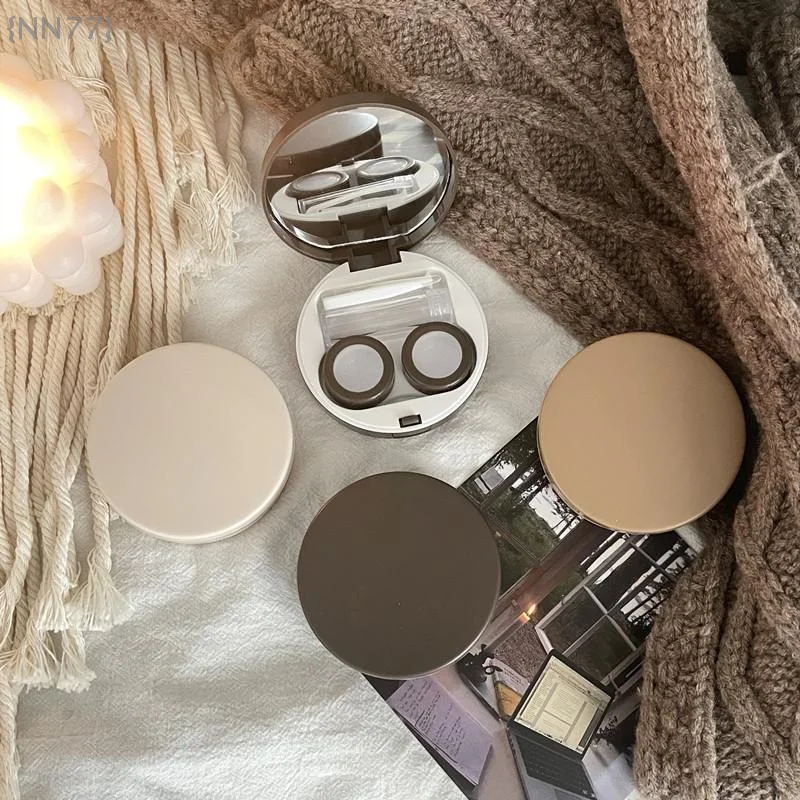 Caja portátil para lentes de contacto de Color sólido, espejo/premallera/palo de succión incluido, estuche de almacenamiento para Kit de viaje, 1 Uds. ​
