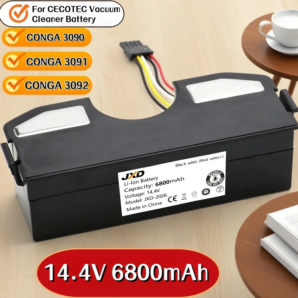 

Сменный аккумулятор 14.4В 6800мАч, совместимый с роботами-пылесосами CECOTEC CONGA 3090/3091/3092/1690/2090