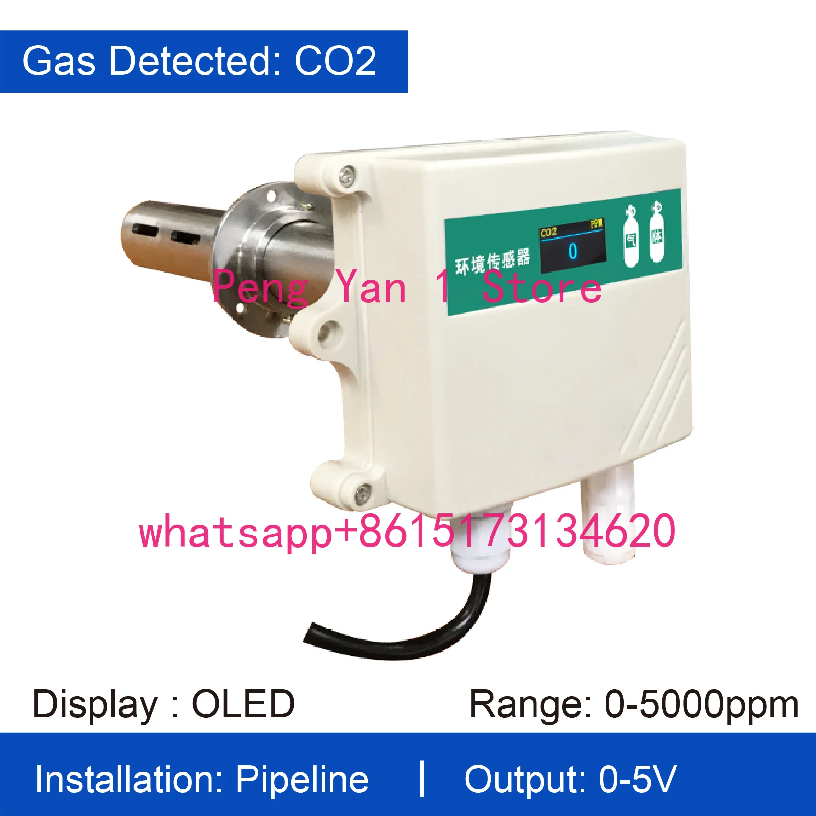 

Duct CO2 Sensor RS485 4‑20mA 0‑5V 0‑10V IP65 Industrial Pipeline CO₂ Transmitter for HVAC Building Automation