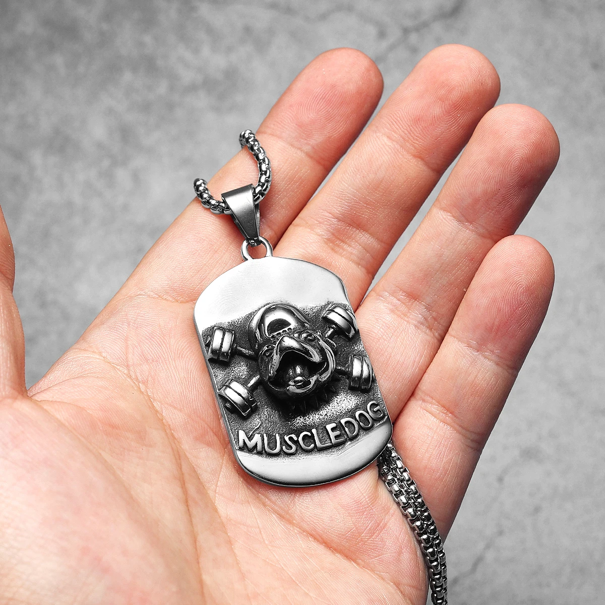 Muscle Dog Fitness Gym Men Necklace With Pendant Stainless Steel Jewelry For Women Punk HipHop Fashion Accessories Wholesale