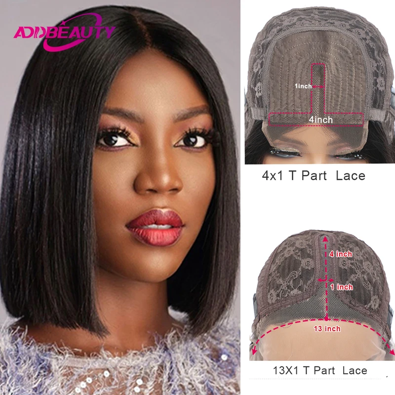 Addbeauty Bob Wigs for Women Human Hair 4x1 13x1 Lace Part Wigs Brazilian Human Hair Straight 13x6x2 T Part Lace Wig Natural