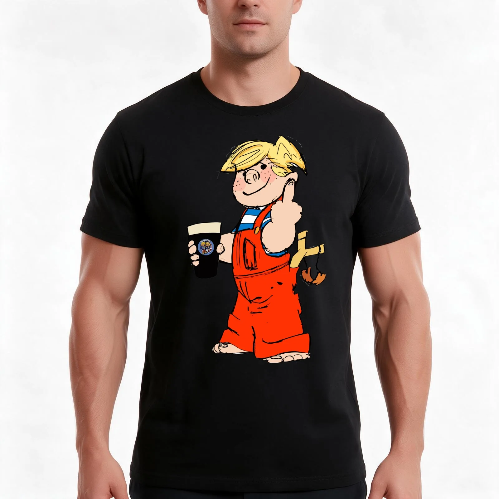 Dennis the menace T-Shirt, Summer Casual Cotton Tee, Oversized Streetwear Tops, Vintage Graphic Print, Loose Fit Short Sleeve