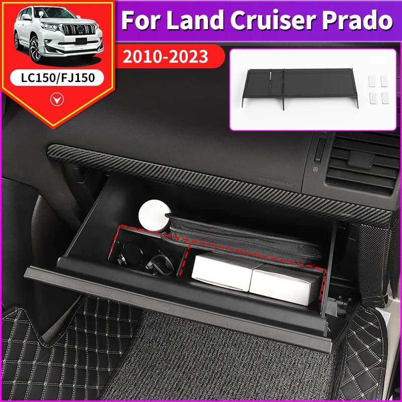 

For Toyota Land Cruiser 2010-2023 Prado LC150 Glove Box Divider Organizer Tray Dashboard Storage Box Insert Interior Accessories