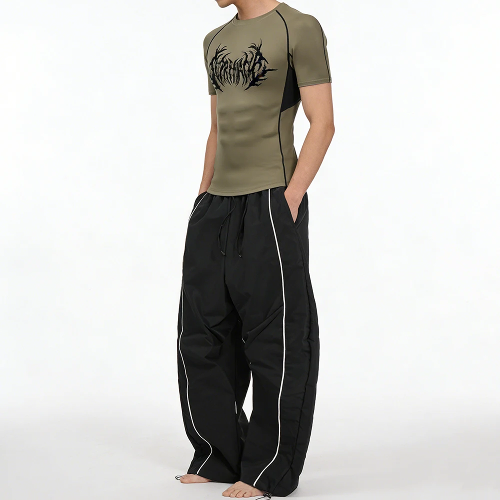 Men's Outdoors Gym Set Gothic Thorns Letter Print Multi-color Options Compression T-Shirts & Drawstring Joggers Sport Suit