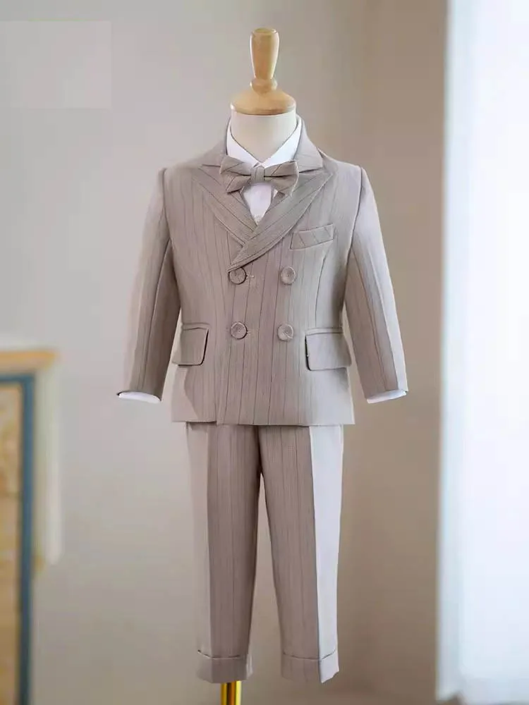 

Children Elegant Khaki Photography Suit Kids Birthday Wedding Party Dress Performance Tuxedo Wear Boys Formal Ceremony Costume