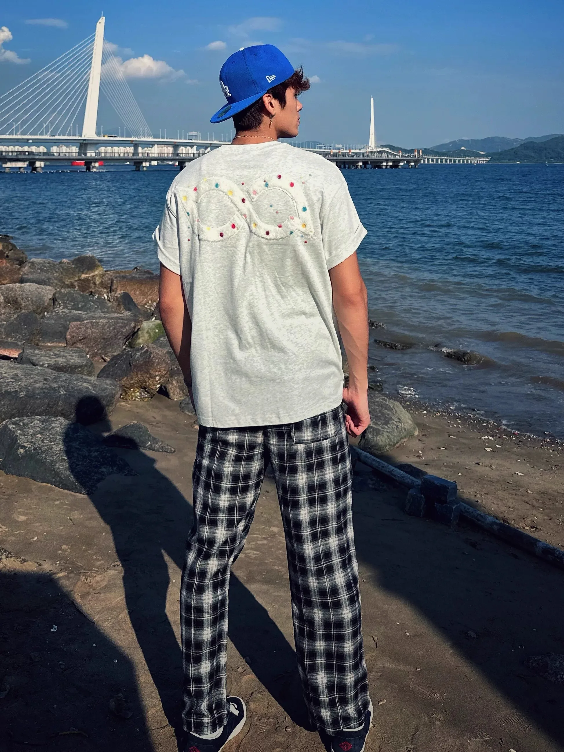 Plones Deportivos Hoados de Estilo Americano con Cintura Elástica y Estampado a Cuadros para Hombre, Plones Largos ...