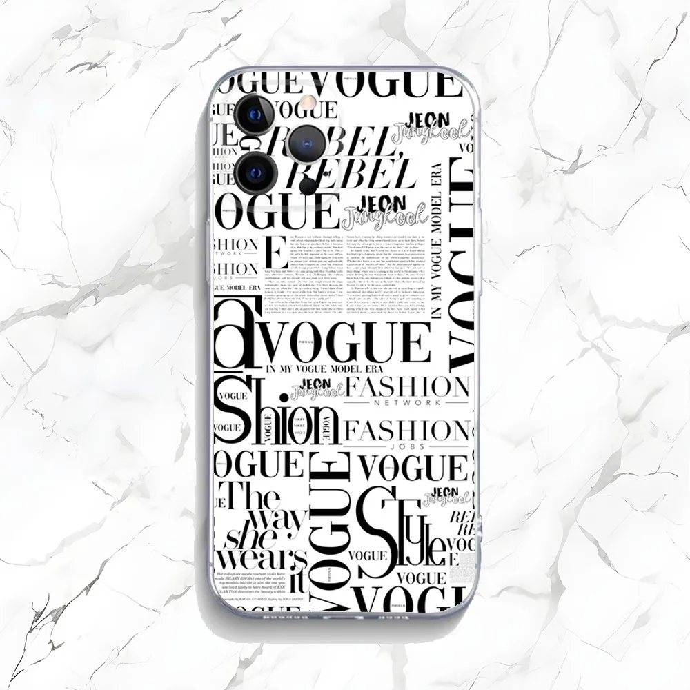 Fashion Magazine V-Vogues Phone Case For iPhone 16,15,14,13,12,11Plus,Pro,Max,XR,XS,X,7,8 Plus,SE,Mini Transparent Silicone Soft