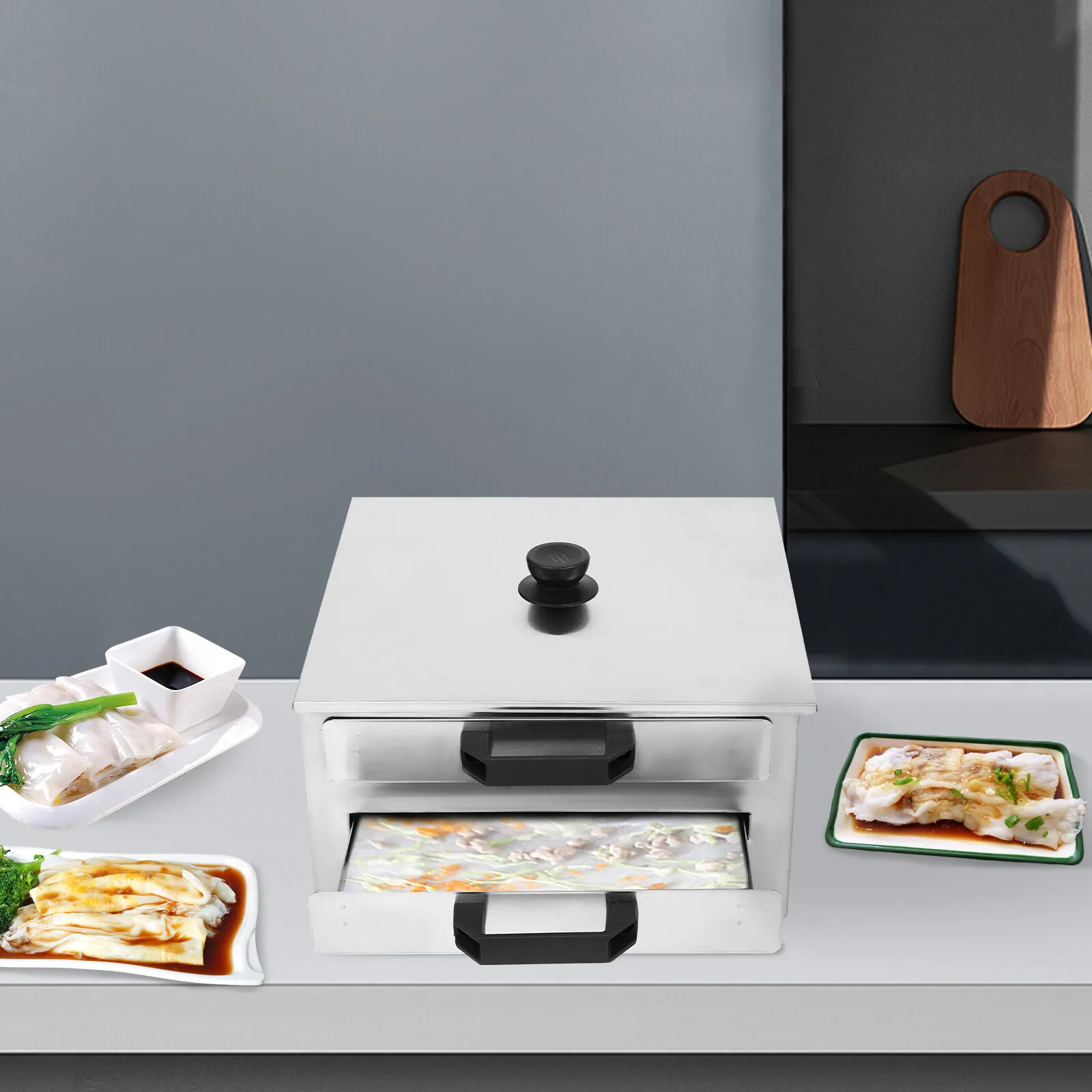 

Portable Rice Noodle Rolls Maker 8.16Lbs Lightweight, Includes Scraper & Replacement Drawer For Outdoor Use & Snacks Bars